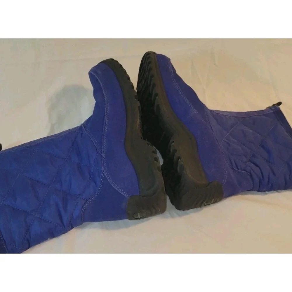 Lands'‎ End Winter Boots Women's size 8 Quilted Blue Suede Snow Zip